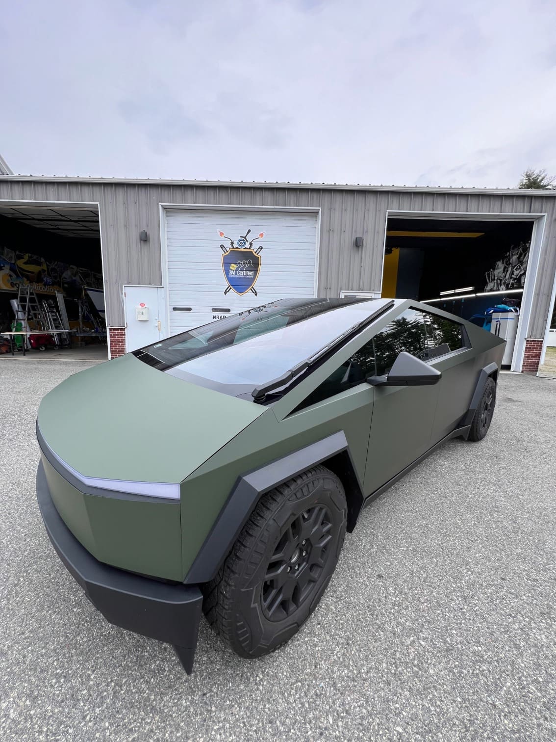Wrap4Cars Tesla Cybertruck Matte Wrap Angled Front View