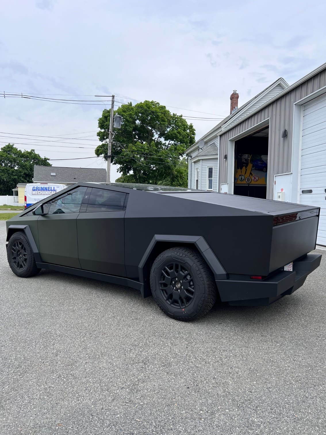 Wrap4Cars Tesla Cybertruck Matte Wrap Angled Rear Side View